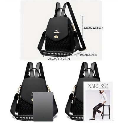 Backpack for Women – for Travel & Work, Fashion Stripe Texture Pattern Golden – detail view 5