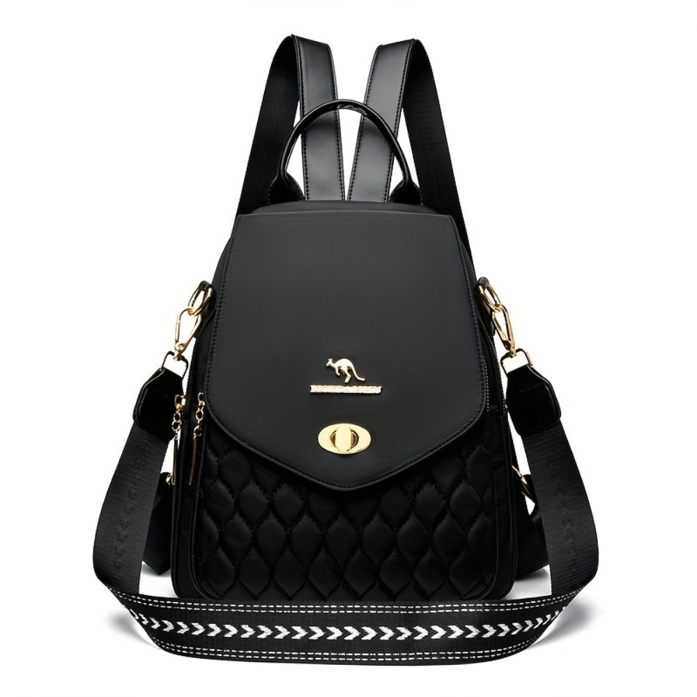 Backpack for Women – for Travel & Work, Fashion Stripe Texture Pattern Golden – detail view 6