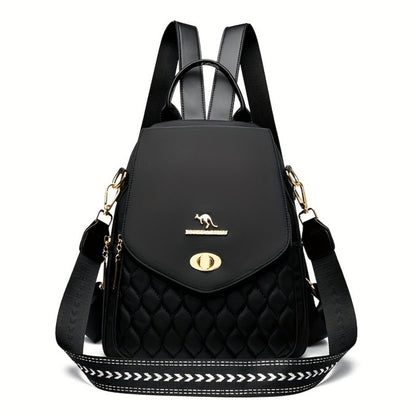 Backpack for Women – for Travel & Work, Fashion Stripe Texture Pattern Golden – detail view 6