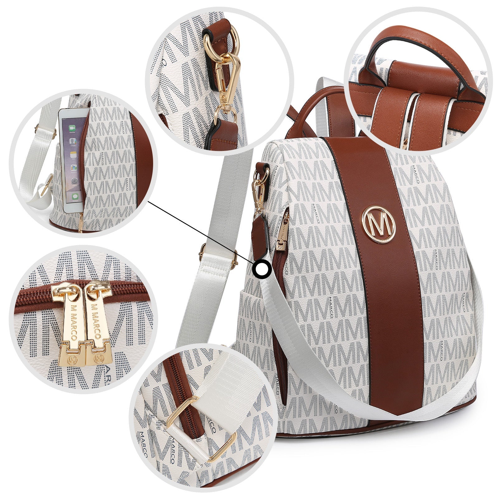 Backpack for Women – Vegan Leather, Anti-Theft, Convertible, Multi-Pocket – detail view 9
