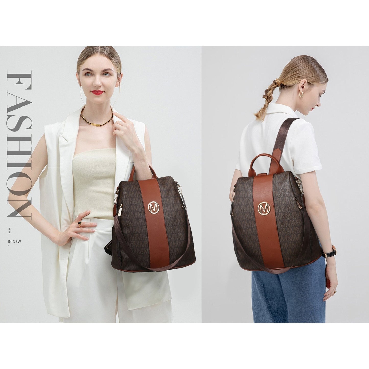 Backpack for Women – Vegan Leather, Anti-Theft, Convertible, Multi-Pocket – detail view 15