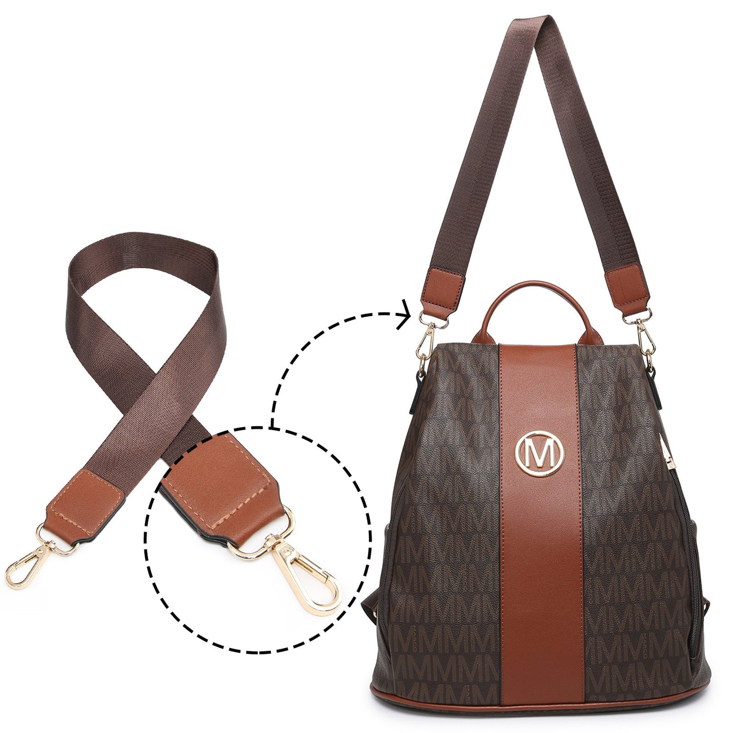 Backpack for Women – Vegan Leather, Anti-Theft, Convertible, Multi-Pocket – detail view 17