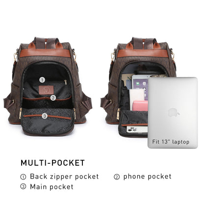 Backpack for Women – Vegan Leather, Anti-Theft, Convertible, Multi-Pocket – detail view 18