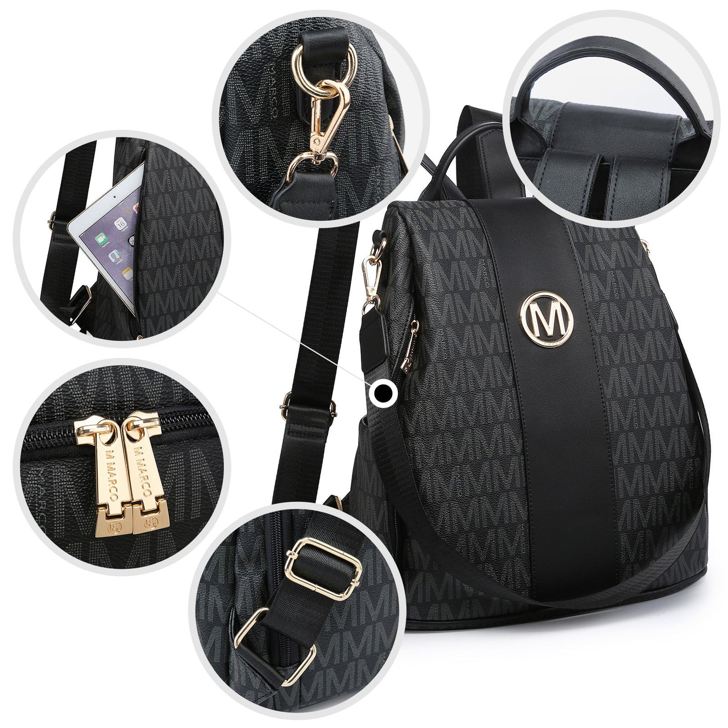 Backpack for Women – Vegan Leather, Anti-Theft, Convertible, Multi-Pocket – detail view 31