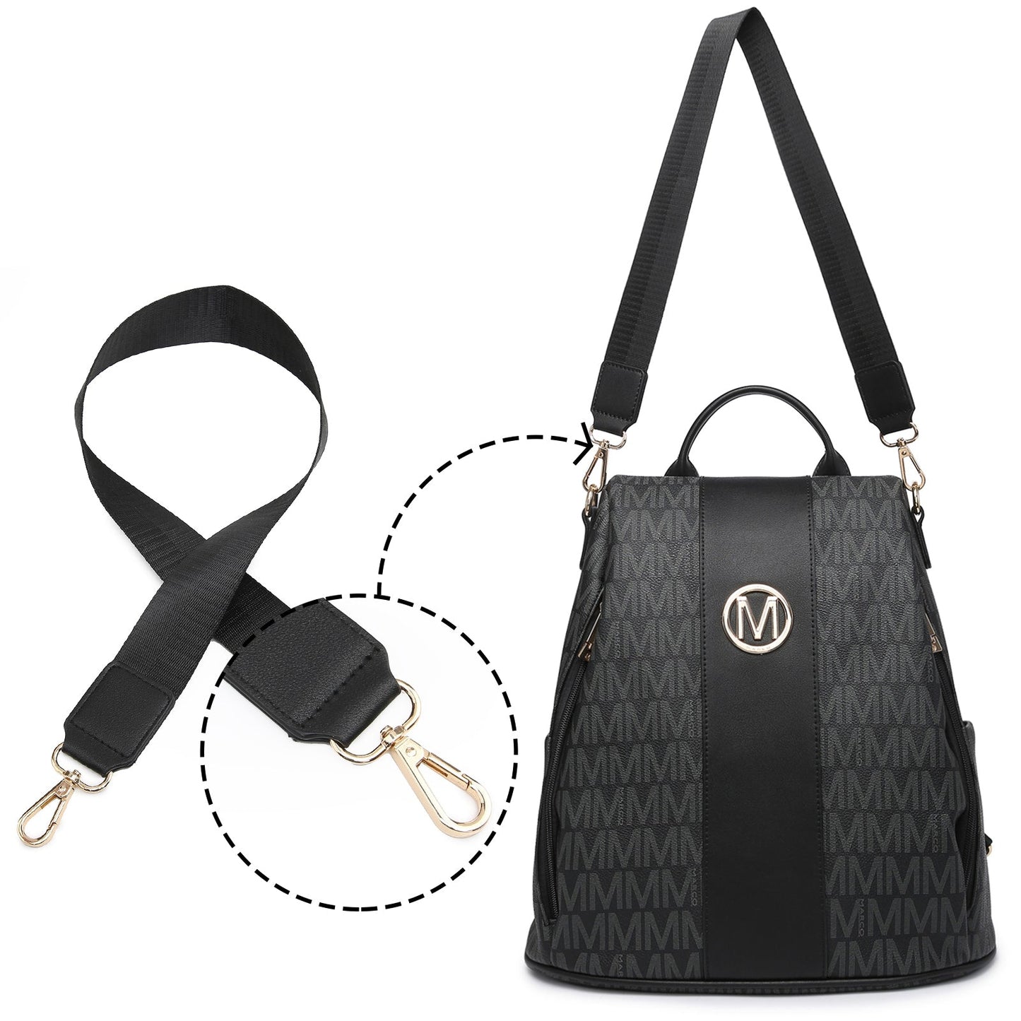 Backpack for Women – Vegan Leather, Anti-Theft, Convertible, Multi-Pocket – detail view 32