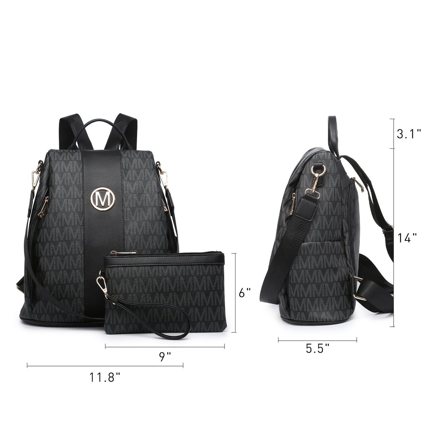 Backpack for Women – Vegan Leather, Anti-Theft, Convertible, Multi-Pocket – detail view 35