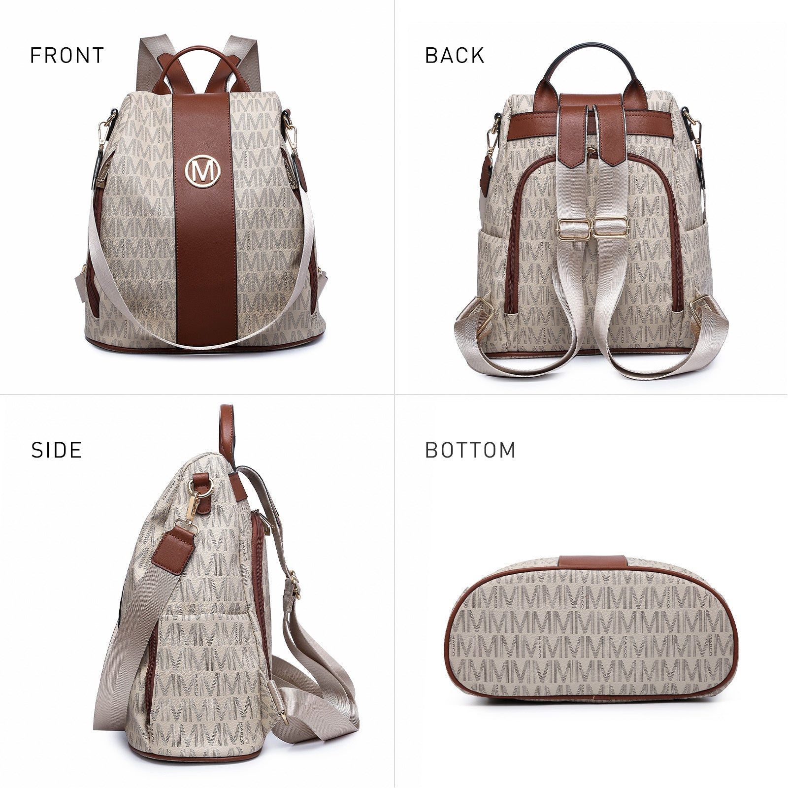 Backpack for Women – Vegan Leather, Anti-Theft, Convertible, Multi-Pocket – detail view 42