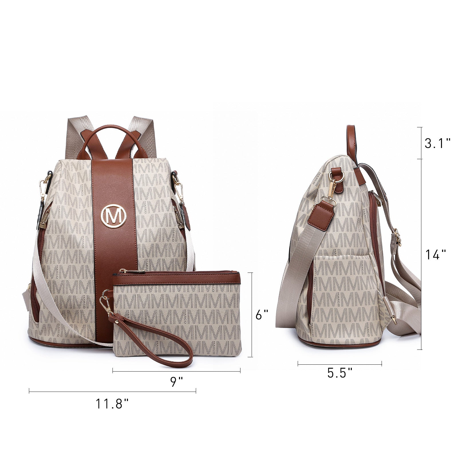 Backpack for Women – Vegan Leather, Anti-Theft, Convertible, Multi-Pocket – detail view 43
