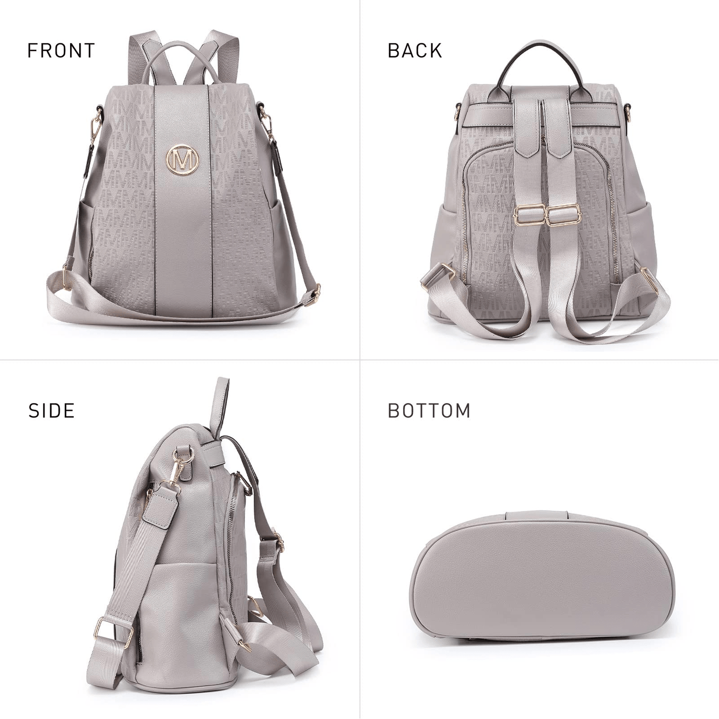 Backpack for Women – Vegan Leather, Anti-Theft, Convertible, Multi-Pocket – detail view 46