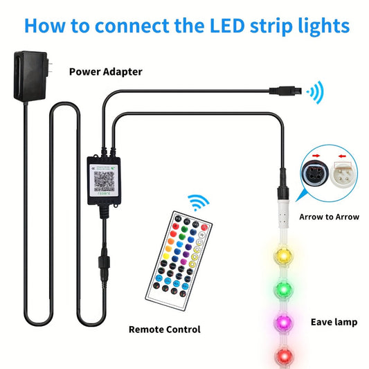 Permanent Outdoor Lights RGB Eave Light IP67 Waterproof | DIY Scene Mode Music Sync Color Changing | Outdoor Decoration Garden Party Holiday Lighting 50FT 100FT 200FT 300FT 400FT
