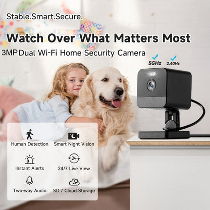 Indoor Security Camera 4-Pack Dual Band WiFi – Full Color Night Vision, Motion Detection Alerts, Two-Way Audio, Built-In Siren, Baby & Pet Monitor, 256GB SD & Cloud Storage for Home
