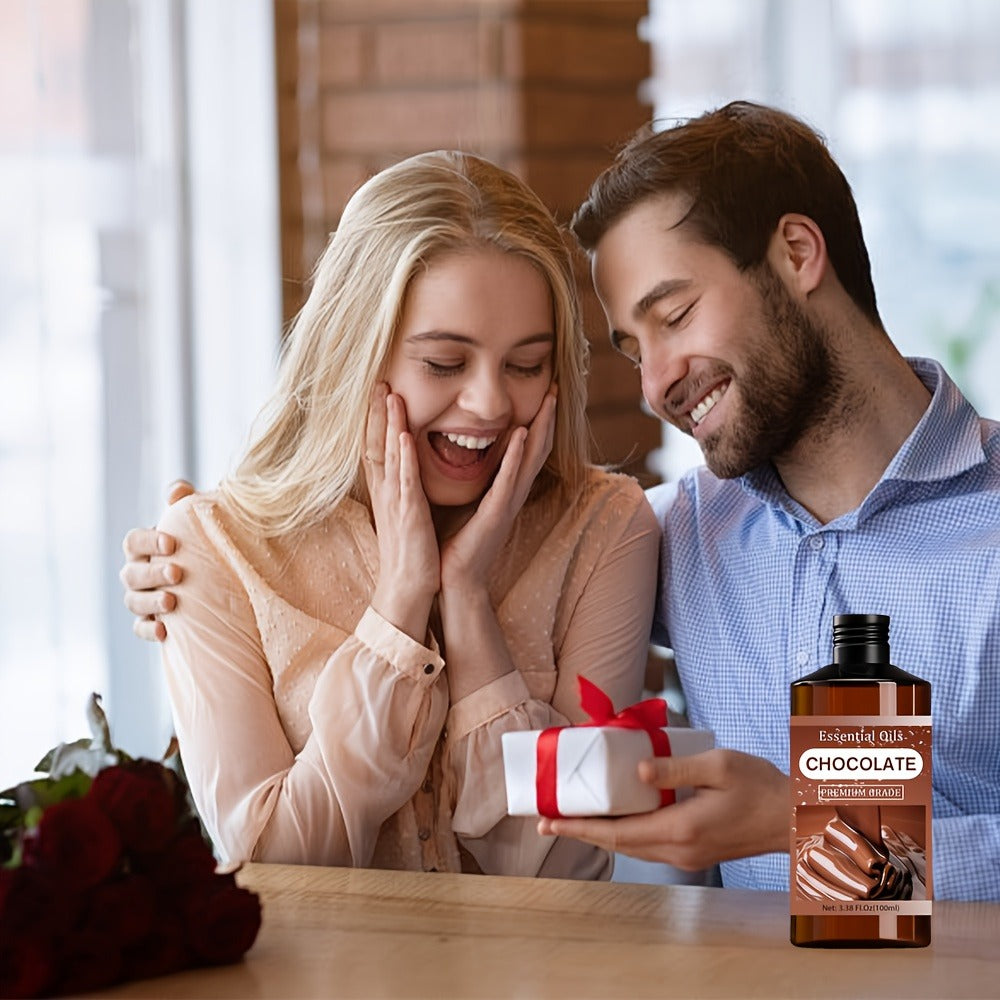 Chocolate-Scented Aromatic Oil in 100ml Amber Bottle with Brown Label and Single Size Option
