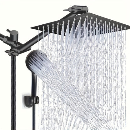 Nine-Setting High-Pressure Shower Head Combo with Handheld Wand, Hose and Adjustable Wall Mount