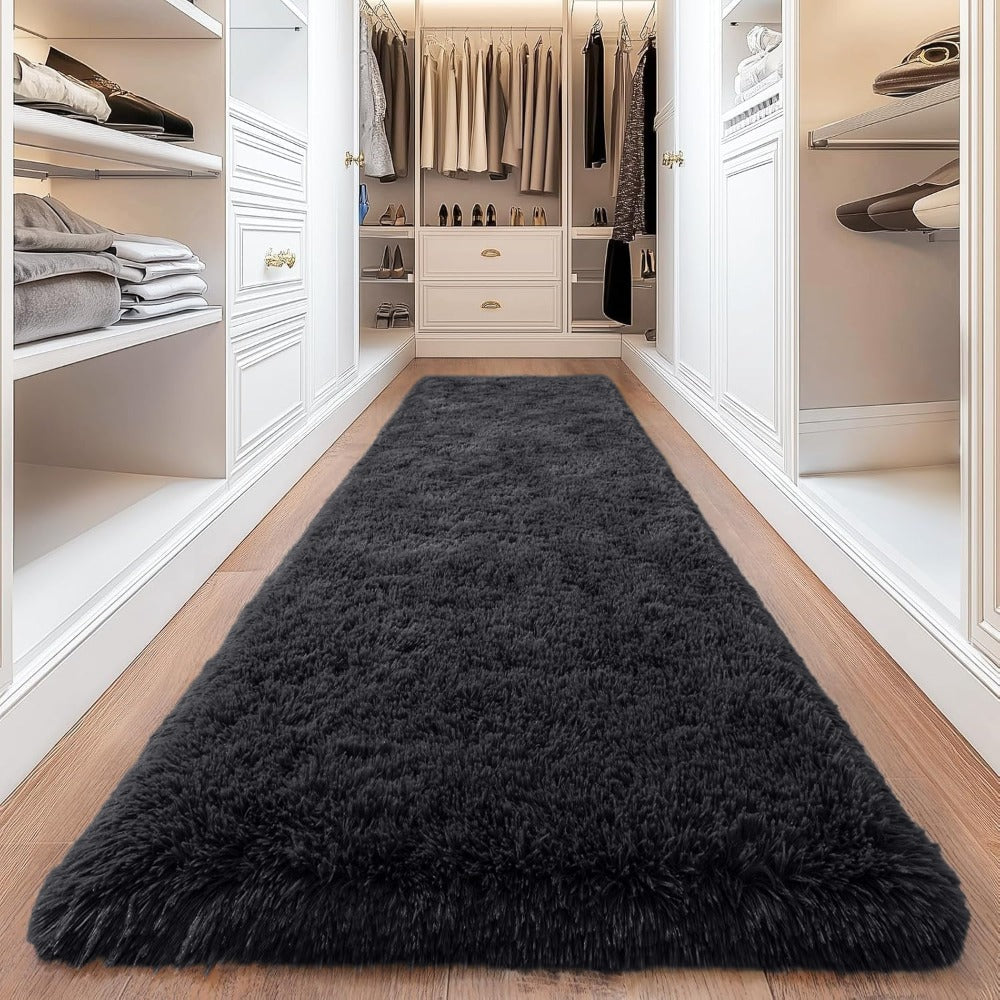 Area Rug, 4x6 Foot Shaggy Faux-Fur Indoor Carpet in Five Solid Colors with Machine-Wash Care