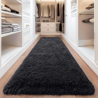 Area Rug, 4x6 Foot Shaggy Faux-Fur Indoor Carpet in Five Solid Colors with Machine-Wash Care