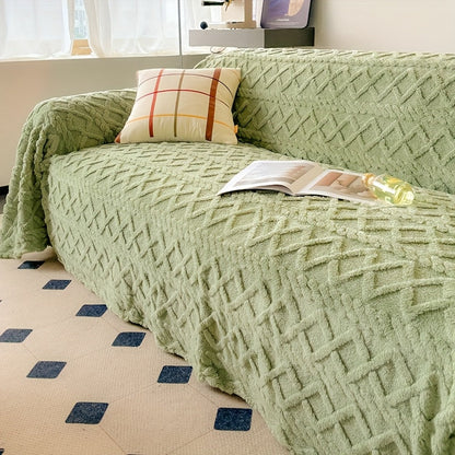 Sofa Cover 300 GSM Shu Velveteen Jacquard Throw in Three Sizes and Five Solid Colors for Armchair to Sectional