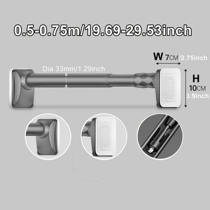 No-Drill Tension Curtain Rod with 33 mm Tube, Black, White or Grey Finish and 15.75–196.85 Inch Ranges