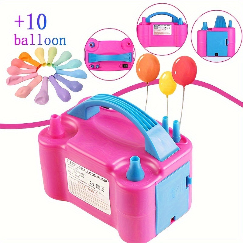 Electric Balloon Pump Double Nozzle 600W – Portable Fast Balloon Blower Inflator for Party Decoration, Birthday, Wedding & Events, 110V-120V, Multiple Colors with Optional Balloon Kit (Green, Rose Red, Pink, Blue, Orange)