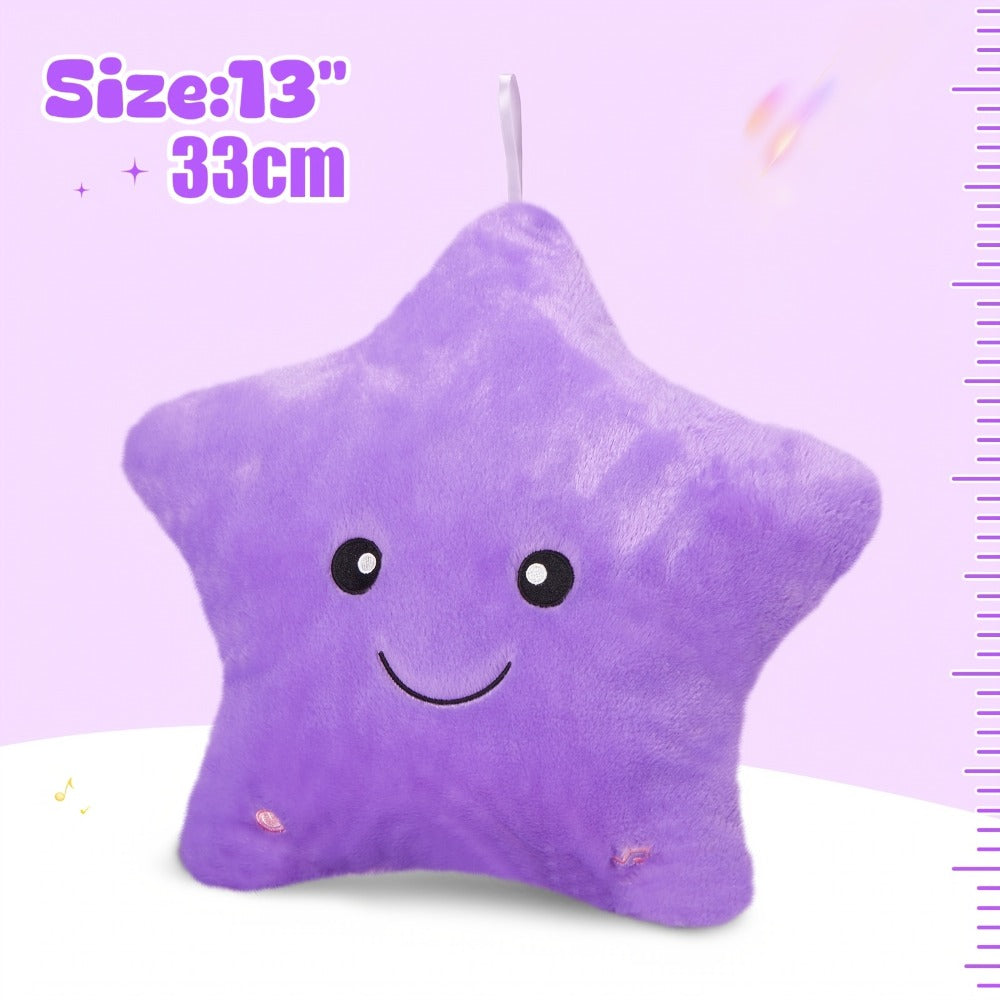 Purple Musical Star Plush Night Light with Color-Changing LEDs, 10 Lullabies, 15-Minute Timer and 13-Inch Design