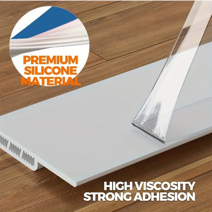 Two-Piece 37-Inch Silicone Under-Door Sweep Set with Self-Adhesive Backing in Brown or Black