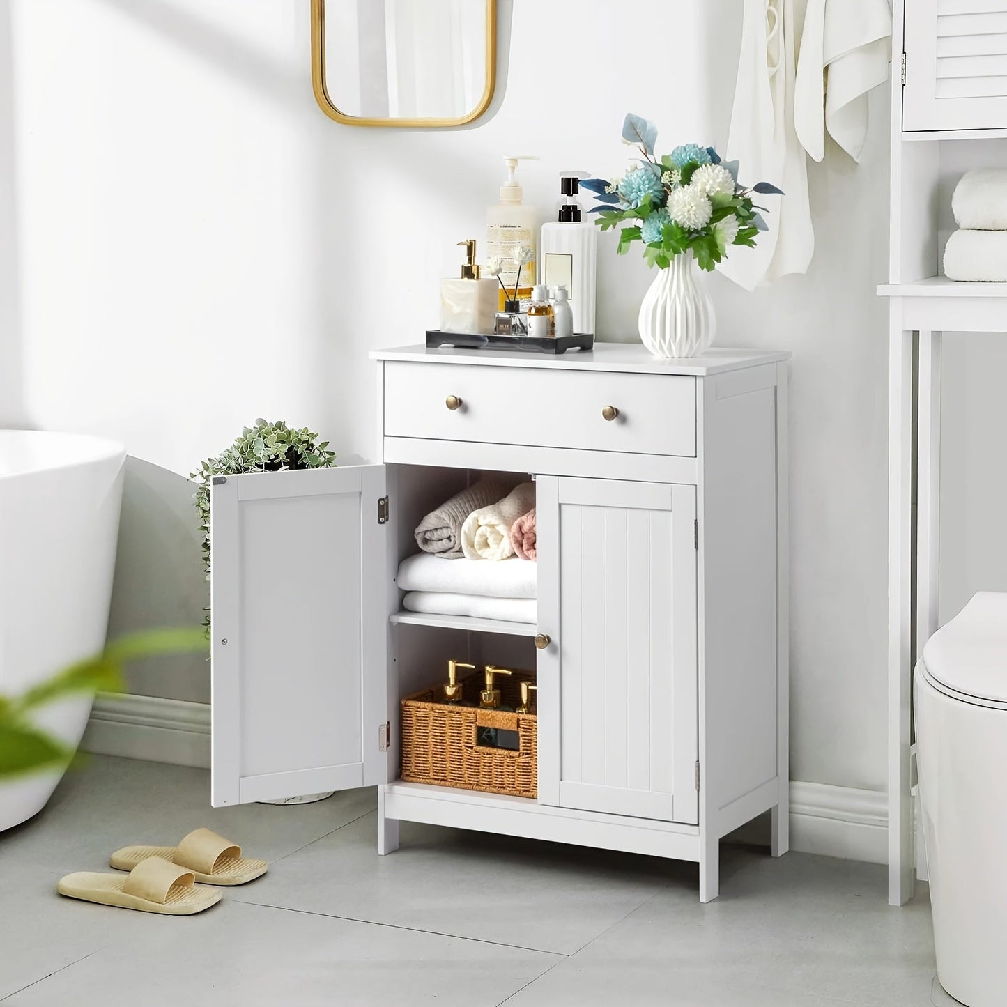 Bathroom Cabinet shown in the White option