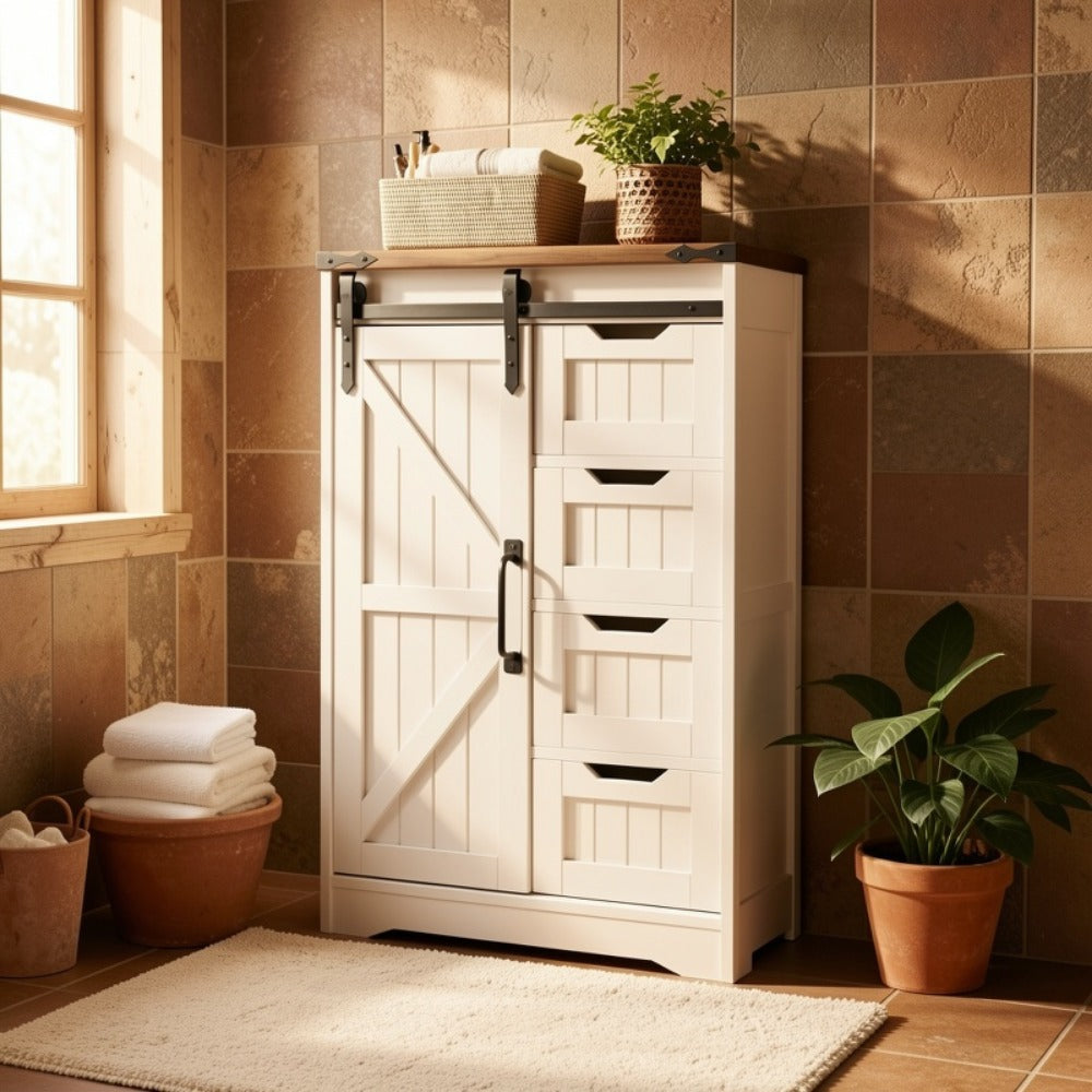 Bathroom Storage Cabinet with Sliding Doors and Adjustable Shelves detail image - detail view 7