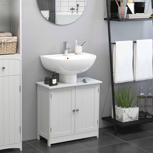 Bathroom Vanity Cabinet, Under Sink Bathroom Cabinet with 2 Doors and Shelf White shown in the main product view