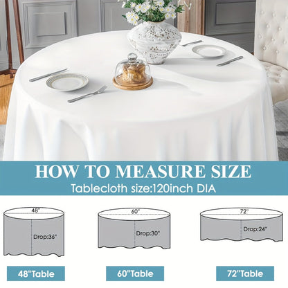 120-Inch Round Tablecloth Multipacks in Black or White with Six-, Twelve- or Eighteen-Piece Options