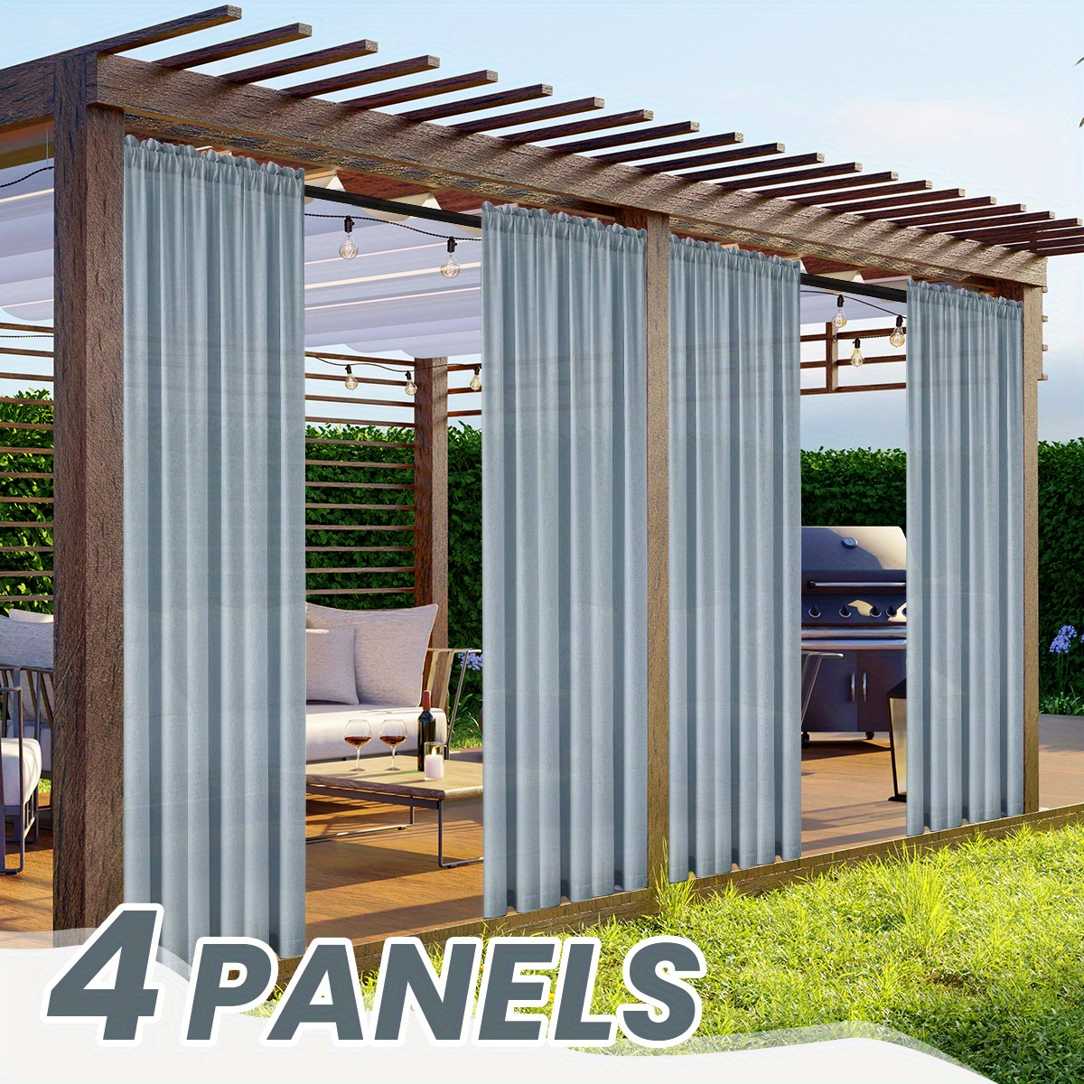 Sheer Curtains 4 Panels Rod Pocket Semi-Sheer Linen Look Light Filtering Privacy Drapes for Living Room Bedroom Patio – All Season, Woven, Unlined, Multi-Color