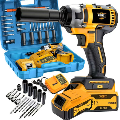Impact Drill Set 21V Cordless with Drill Bit Accessories, Toolbox & Charger – Heavy Duty Wireless Impact Wrench Drill, 2AH / 4AH Battery Options, for Car Repair, Construction & Heavy-Duty DIY Projects