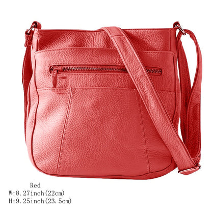Genuine Leather Messenger Bag for Men Women Anti-Theft Zipper Multi-Pocket Shoulder Crossbody Bag Laptop Organizer Spacious Handbag Purse for Work School Travel Daily Commute 8 Colors