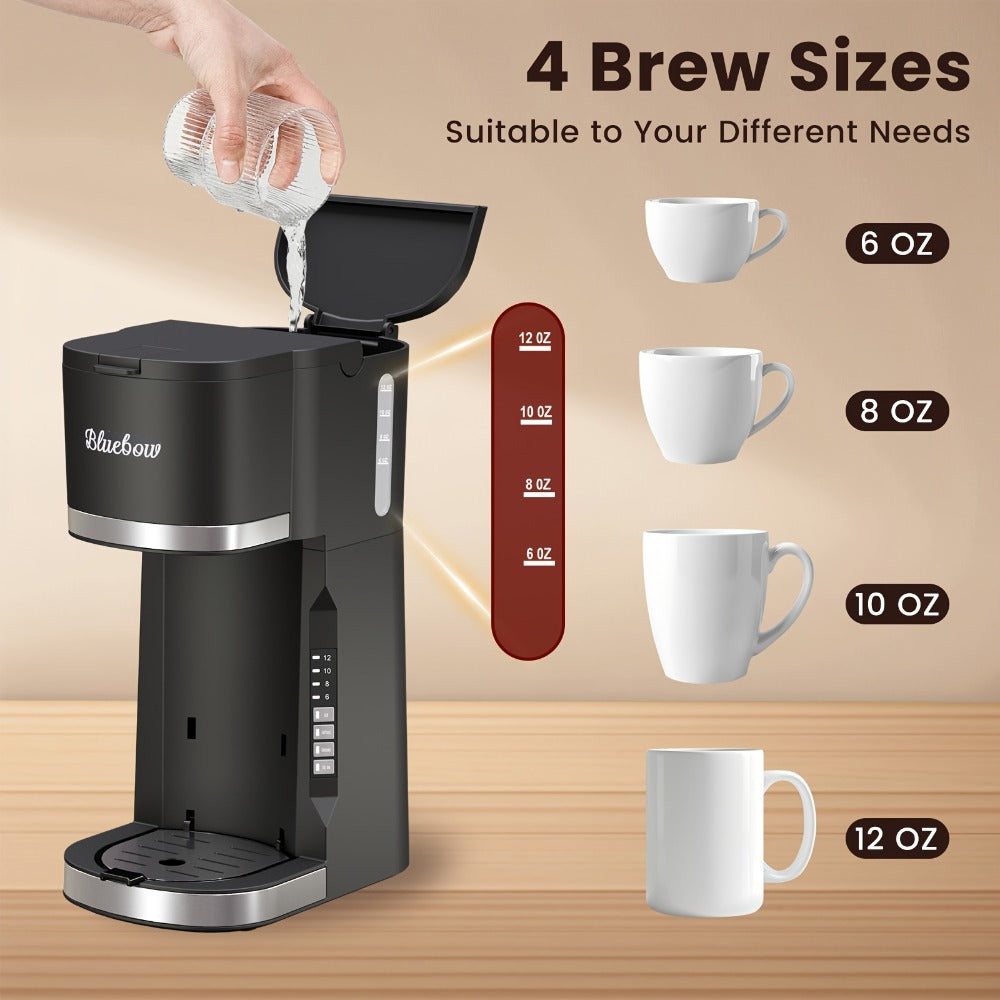 Black Single-Serve Coffee Brewer with CM6080 or CM6070 Model Options and Removable Cup Platform