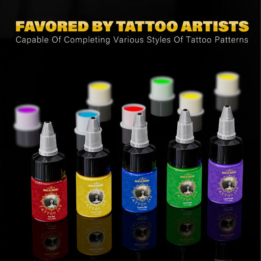 Tattoo Ink 14- or 21-Color Set with 0.5oz 15ml Bottles and Two Source Palette Choices for Color Selection