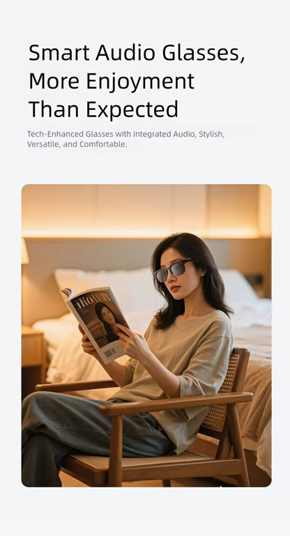 Smart Glasses Translation Eyewear with Photochromic Lenses, Wireless Earphones, Microphone and Rechargeable Battery