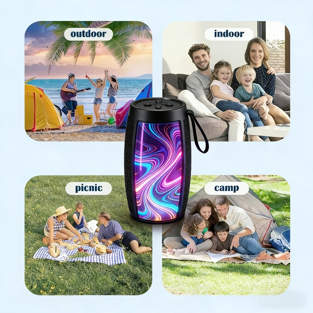 Portable Bluetooth Speaker with 5.1 Surround Sound, Stereo Bass Subwoofer, Dynamic RGB Lighting, Hi-Fi Lossless Audio, Long Battery Life, for PC Tablet Smartphone Parties Travel Entertainment