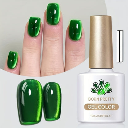 Gel Nail Polish BORN PRETTY MY269 Imperial Green 10ml Magnetic Cat Eye Shimmer in a White Bottle