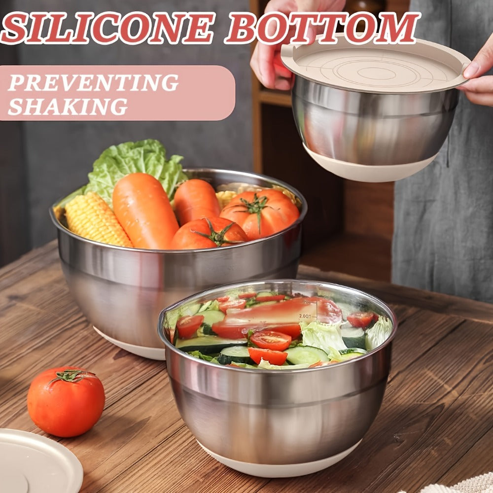 Stainless Steel Mixing Bowls Set for Cooking Baking Food Prep Fruits Noodles Kitchen Bowls Home Essentials 3 Colors