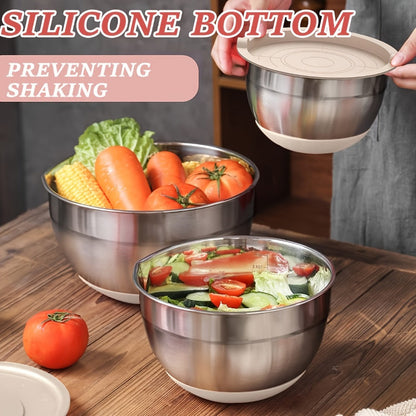 Stainless Steel Mixing Bowls Set for Cooking Baking Food Prep Fruits Noodles Kitchen Bowls Home Essentials 3 Colors