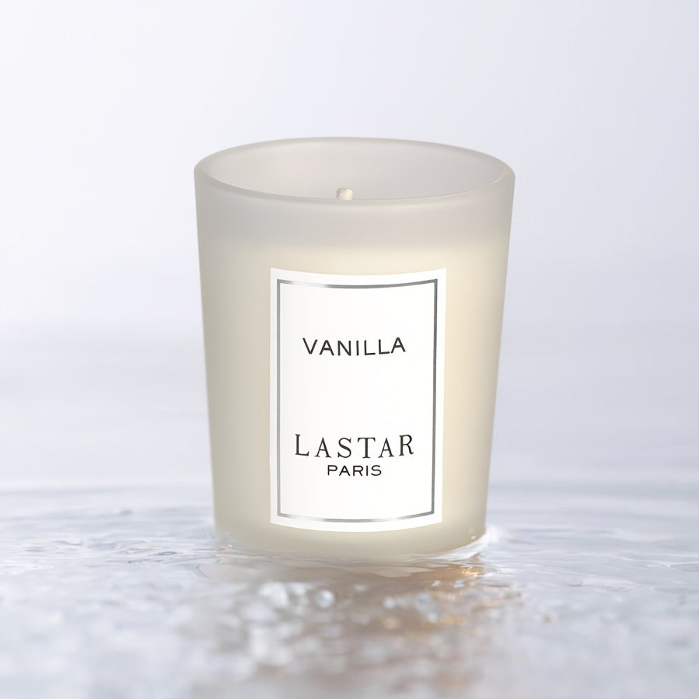 Vanilla Scented Candle in Round Glass Jar with Glitter Accents – Soy Wax Aromatherapy Candle for Home, Hotel & Wedding Decor, Holiday Gift for Christmas, Valentine’s Day & Mother’s Day