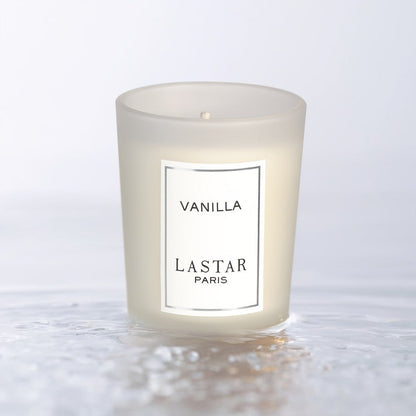 Vanilla Scented Candle in Round Glass Jar with Glitter Accents – Soy Wax Aromatherapy Candle for Home, Hotel & Wedding Decor, Holiday Gift for Christmas, Valentine’s Day & Mother’s Day