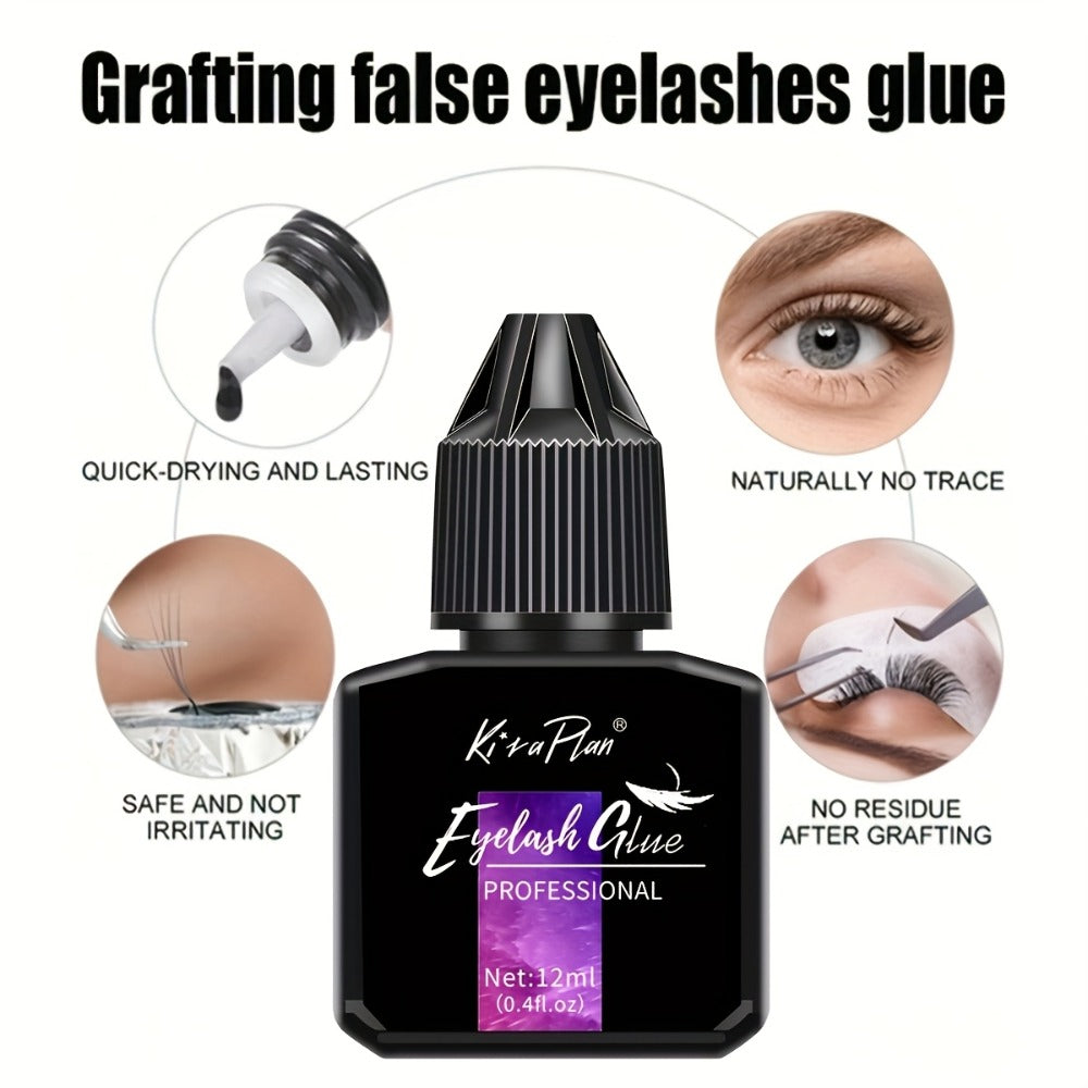 Low Allergy Lash Glue Set — Strong Hold Eyelash Extension Adhesive 6-7 Weeks Retention, Quick Dry DIY Lash Bond for Individual & Cluster Lashes, Sensitive Eye Safe Beginner-Friendly Formula, Black
