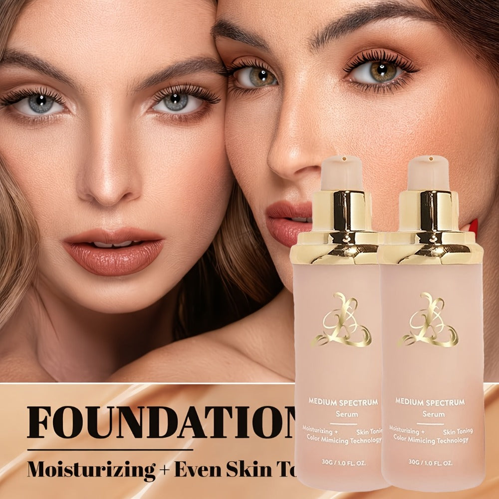 Two-Pack 4-in-1 Color-Changing Liquid Foundation with Pump Bottles and Natural-Finish Label