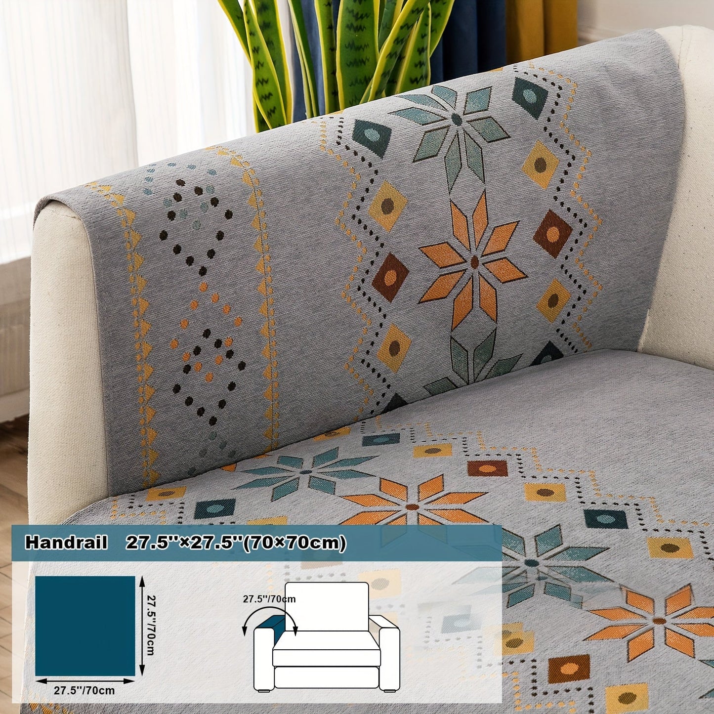 Sofa Cover Bohemian Geometric Panels for 1 to 4 Seats, Armrest or Backrest in Five Color Options