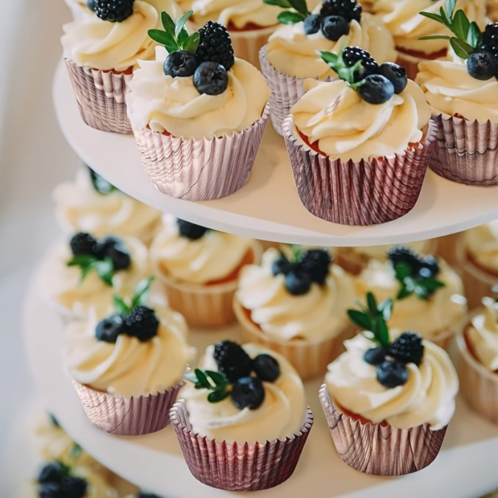 300-Piece Woodland Animal Paper Cupcake Liner Set with Woodgrain Print for Parties and Holiday Baking