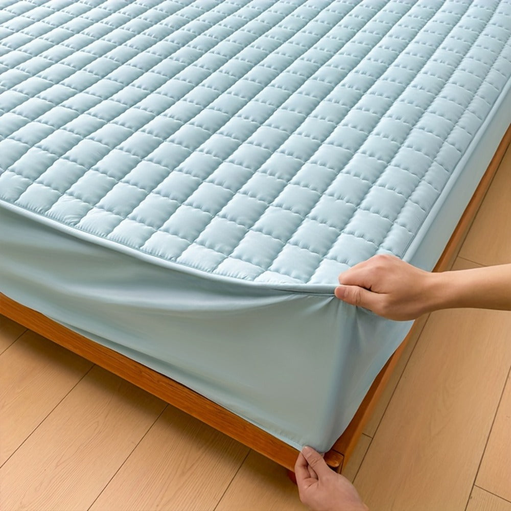 Channel-Quilted Fitted Mattress Protector in Six Colors and Full, Queen or King Size Options