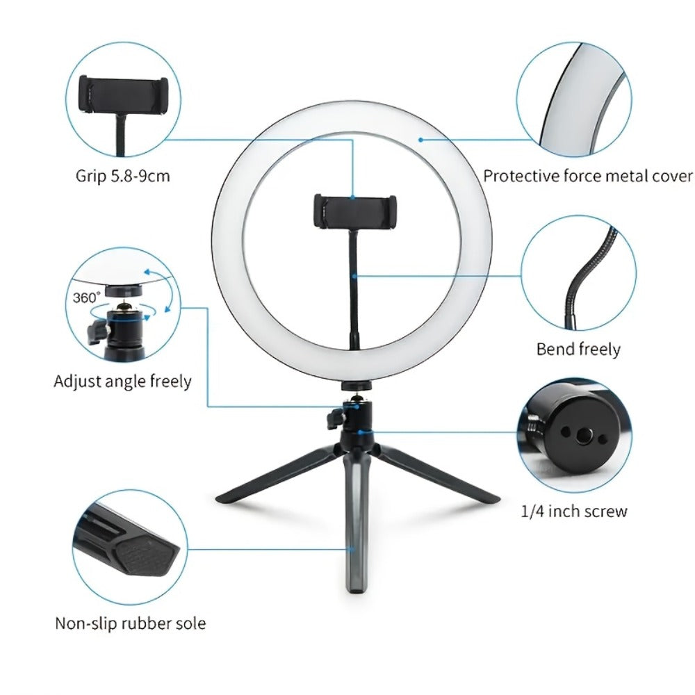 18 Inch LED Ring Light with Stand & Carry Bag – Phone Holder Included, Dimmable Studio Light for Smartphone Camera Photography, Live Streaming, Selfie, Makeup & Video Recording