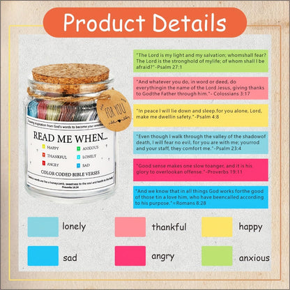 Bible Verse Jar Gift Set with Wooden Cross, Color-Coded Scripture Cards and Two Exact Configurations