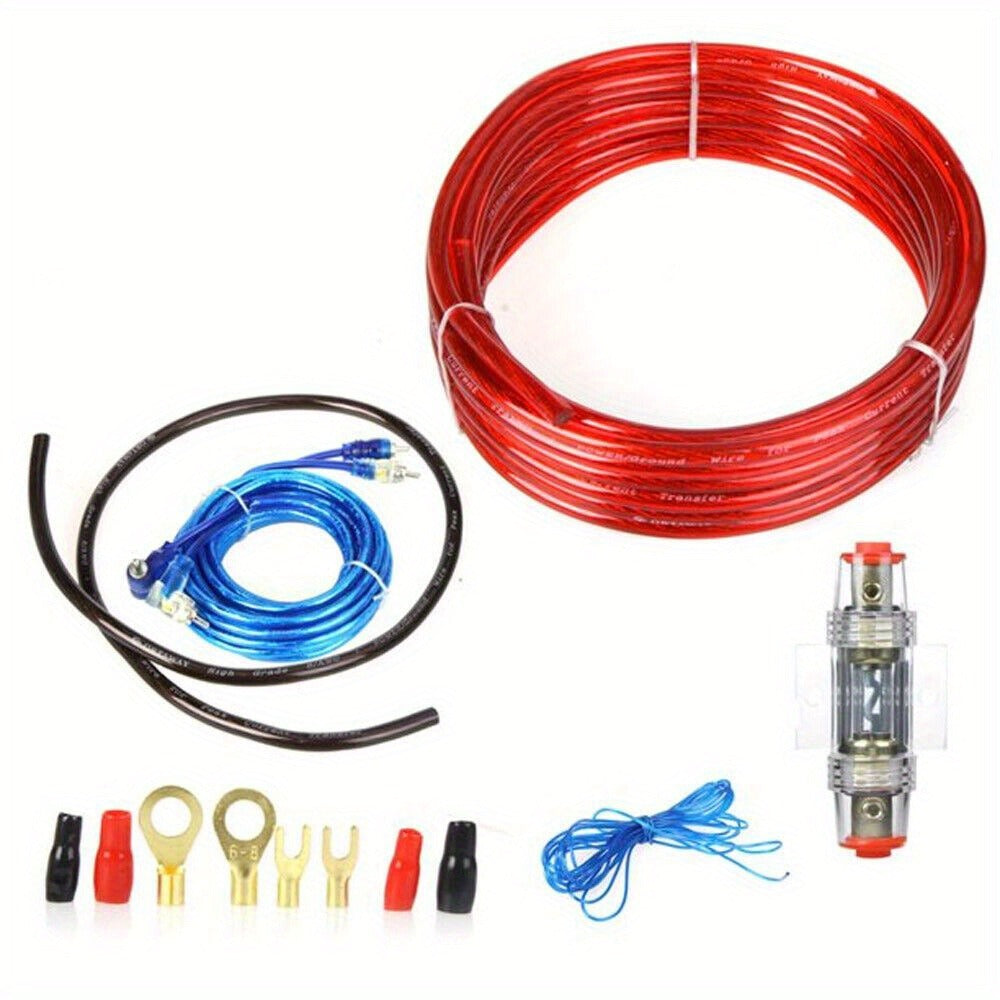 Amplifier Wiring Kit 10 Gauge 1500W - Complete Car Audio Amp Install Kit with RCA Cable, Power & Ground Wire, Remote Cable, AGU Fuse Holder, OFC Subwoofer Wiring