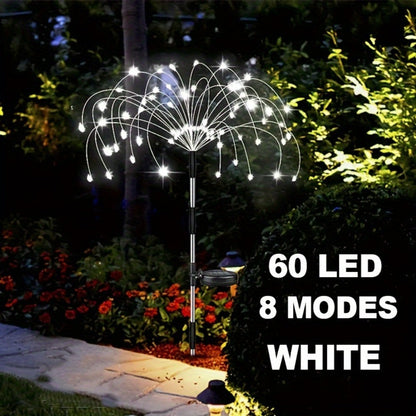 Solar Fireworks Lights Outdoor – 60 to 420 LED Solar Garden Fairy Lights with 8 Modes, Waterproof Copper Wire Sparkler Lights for Garden, Patio, Yard, Pathway & Holiday Decoration