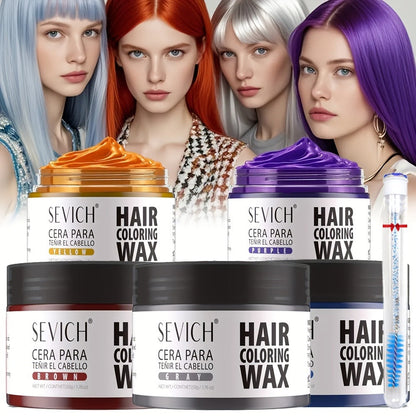 Temporary Hair Color Wax with Strong-Hold Styling Formula in Ten Shades for Parties and Costumes